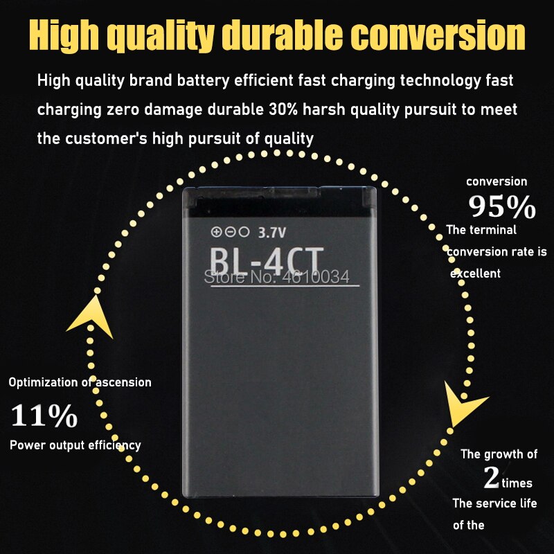 Rechargeable battery 4CT BL4CT BL-4CT phone Battery For NOKIA 5310 5630 6600 fold 6700 7210 7230 7310 X3 battery 4ct