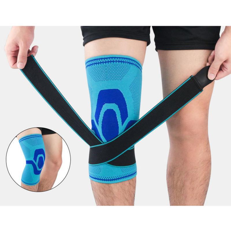 Kneepad Support Protector Sports Knee Pads 1PC Elastic Knee Pads Nylon Sports Fitness Kneepad: Blue strengthen / M