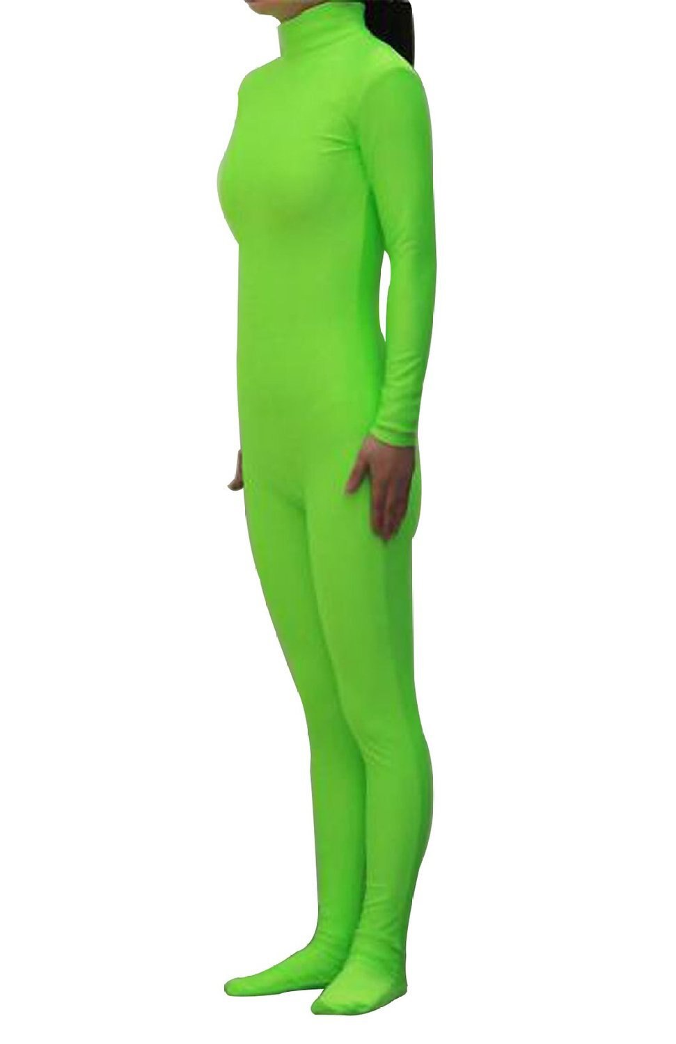 Groene Appel Kleur Sexy Unisex Skin Spandex Zentai Dancewear Catsuit Zonder Kap Halloween Party Cosplay Zentai Pak