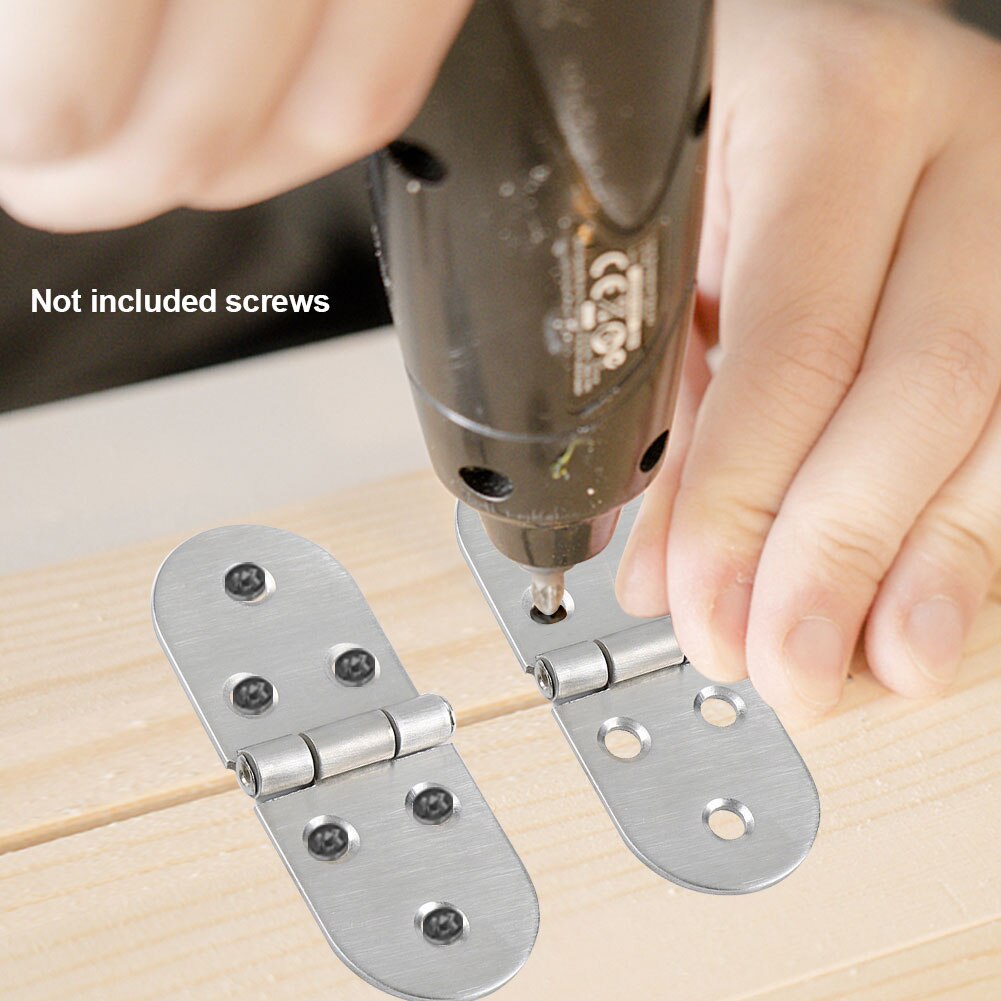 6pcs Stainless Steel 270 Degree Rotation Semi Circular Heavy Duty Folding Hinge Flip Top Home Office Replacement Parts Table