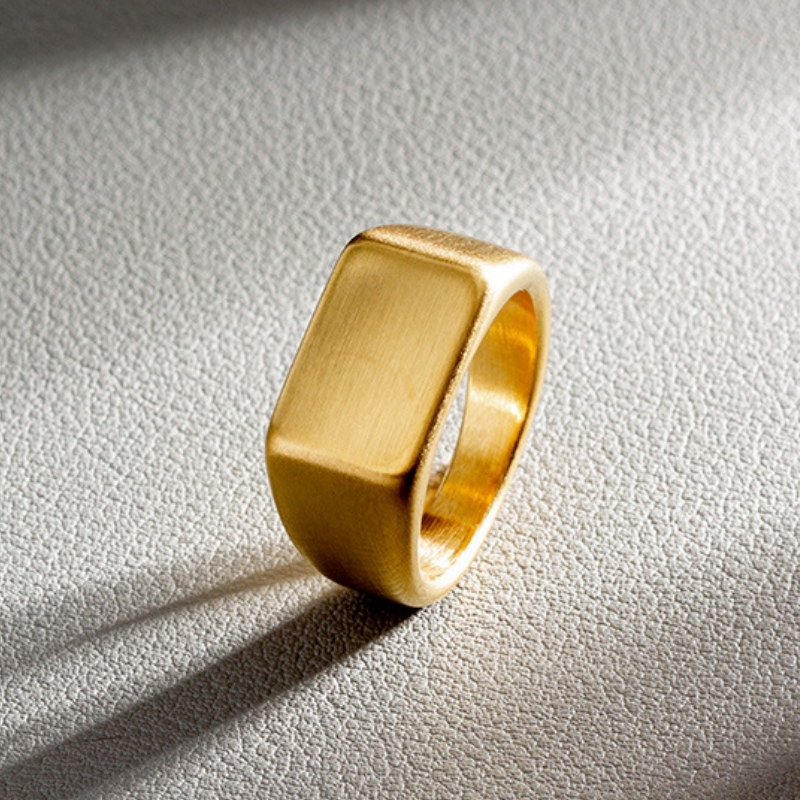 HNSP 316L Edelstahlring für Männer 2024, glatte rechteckige Dichtungsringe, Fingerschmuck, Zubehör: 8 / Schwarz