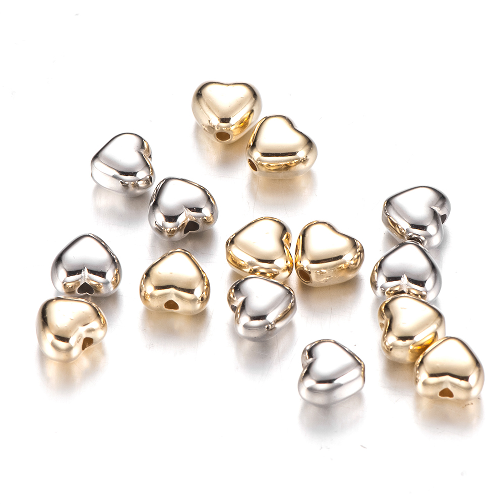 100 stücke 6mm Liebe Herz Gold Farbe Silber Farbe verlieren Abstand Halfter ccb plattiert Kunststoff Acryl Perlen Schmuck machen finden Charme Perlen: Grün