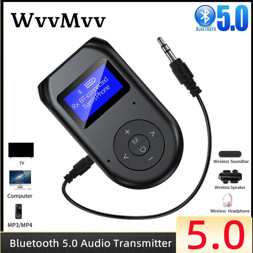 Bluetooth 5.0 Audio Zender Ontvanger 3.5Mm Jack Aux Wireless Audio Adapter Lcd Display Met Mic Voor Tv Luidspreker Auto stereo