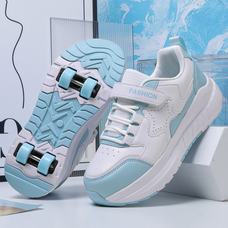 Kids Roller Skate Shoes Casual Sports Children 4-Wheels Sneakers for Boys and Girls Nice Footwear: black / 40