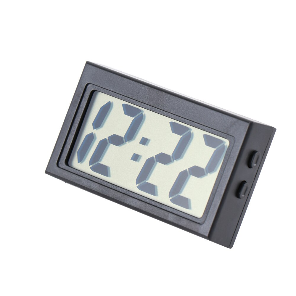 Self-Adhesive Time Clock Mini Small Bracket Desk LCD Display Digital Vehicle with Calendar LCD Screen: black