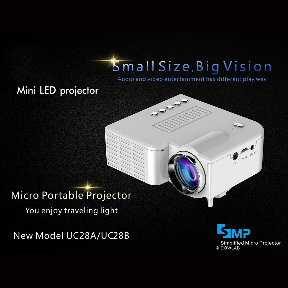 UC28C + miniproyector LED para cine en casa, proyector portátil de 1080P HD en miniatura para entretenimiento