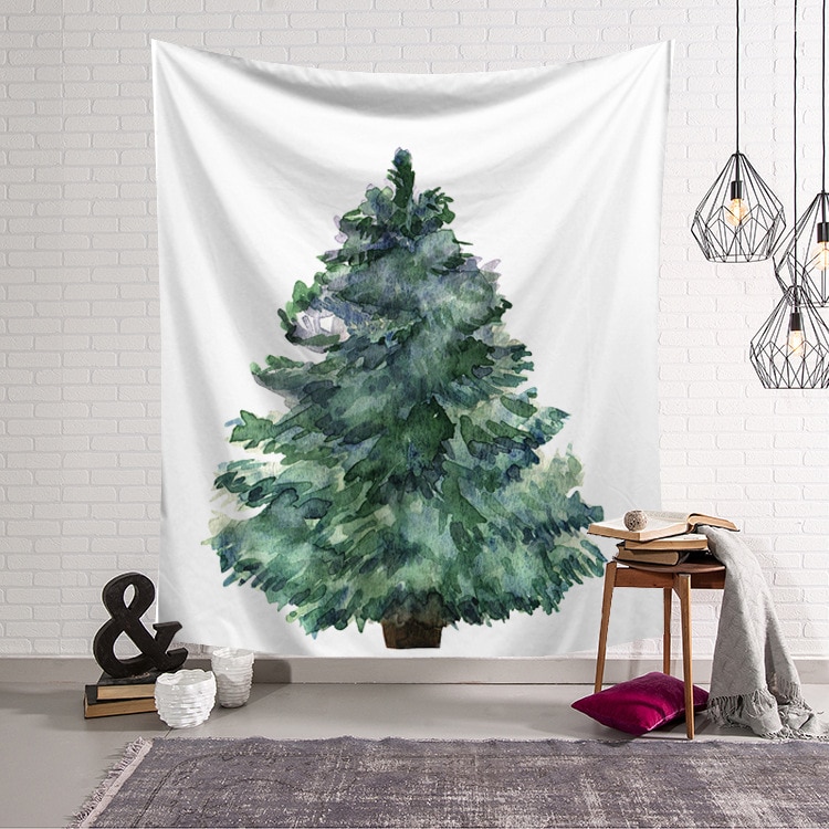 Væg hængende dekoration gobelin juletræ trykt hjemmetæppe: A3