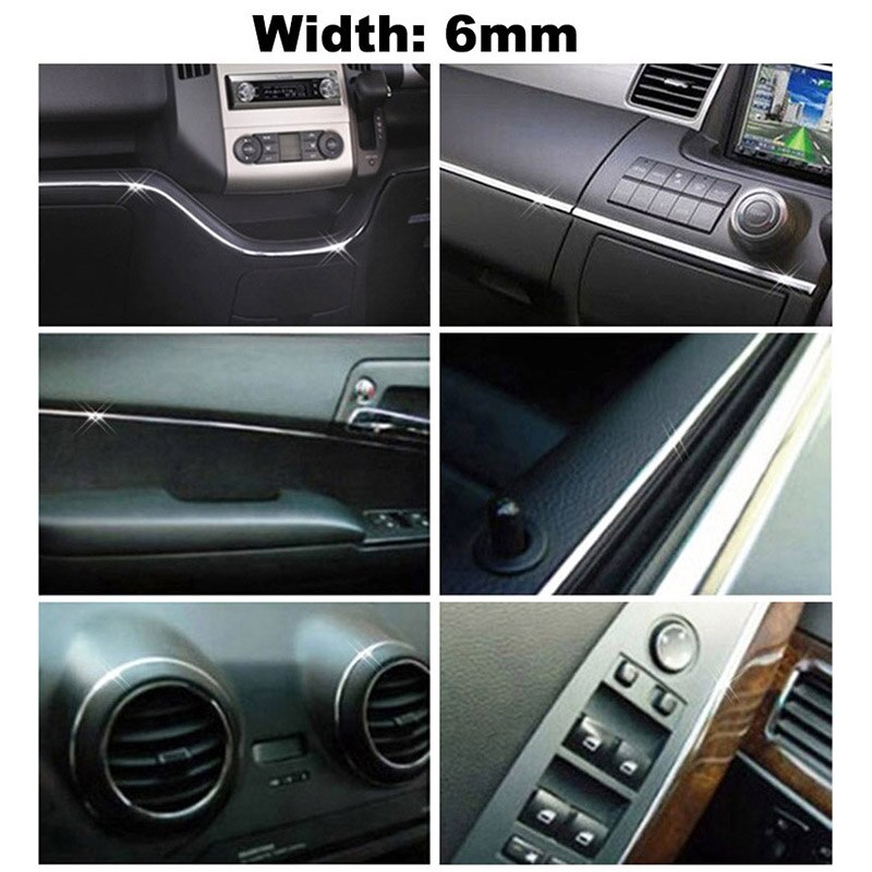 Dörrfönster spegel kropp gjutlist remsa klädsel dekoration skydd pvc 3m 6mm bil styling krom dekorativa remsor