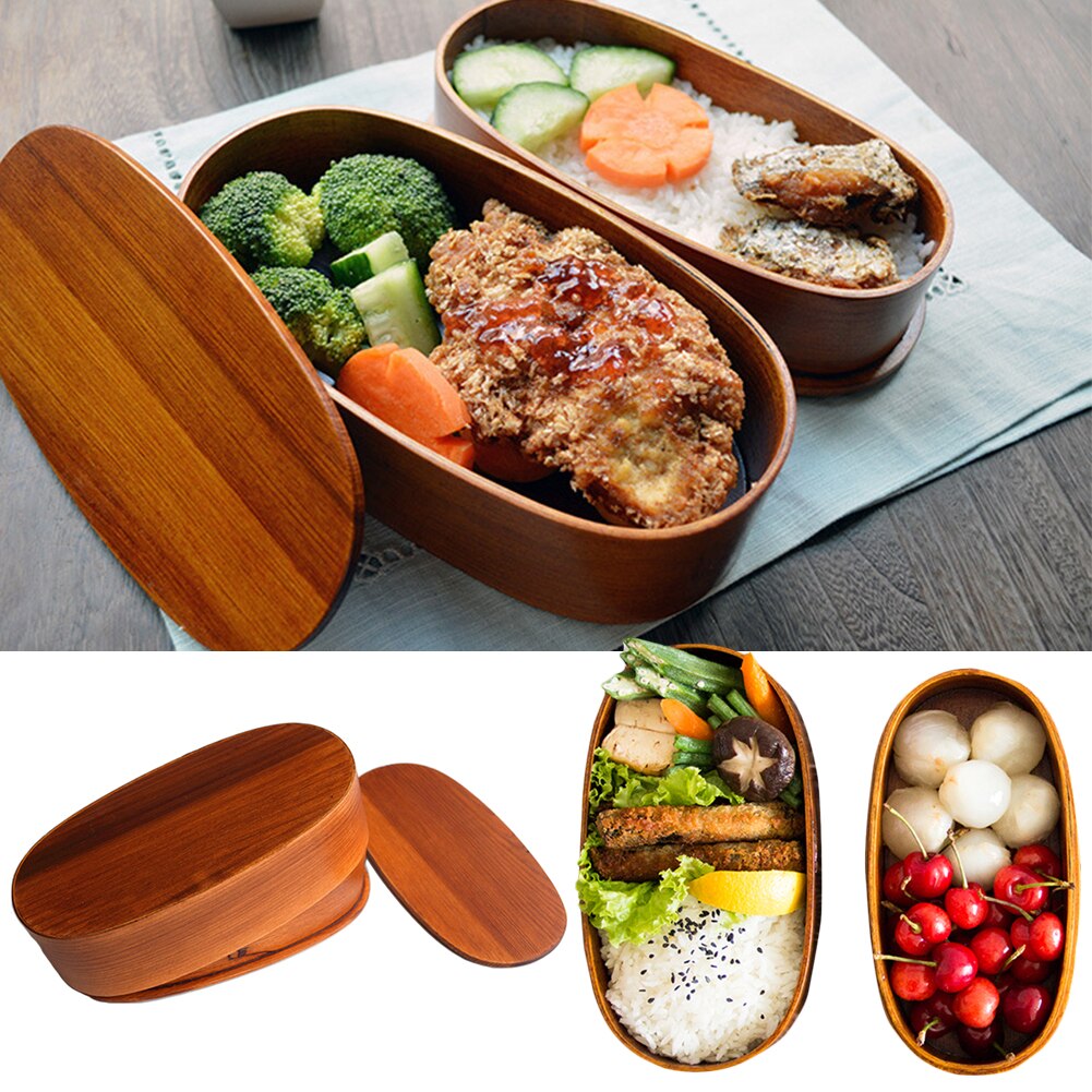Wooden Lunch Box Japanese Bento Box Portable Eco-friendly Lunch Box For School Kids Office Worker: C
