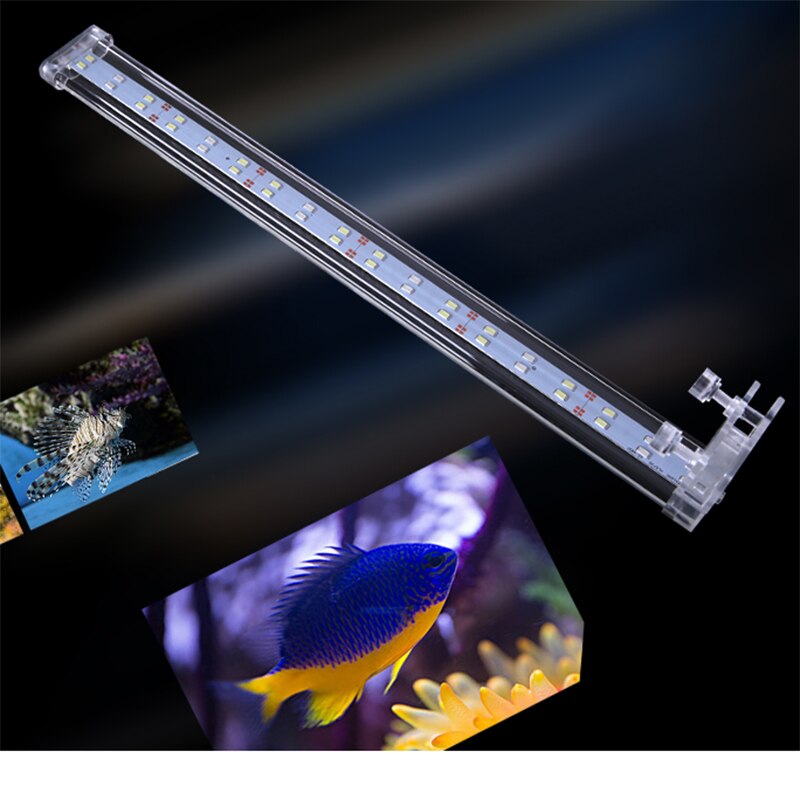 Luz de cristal para acuario, lámpara de luz con Clip para pecera, luces LED para plantas, iluminación para acuario de 14,5-42,5 cm, enchufe europeo