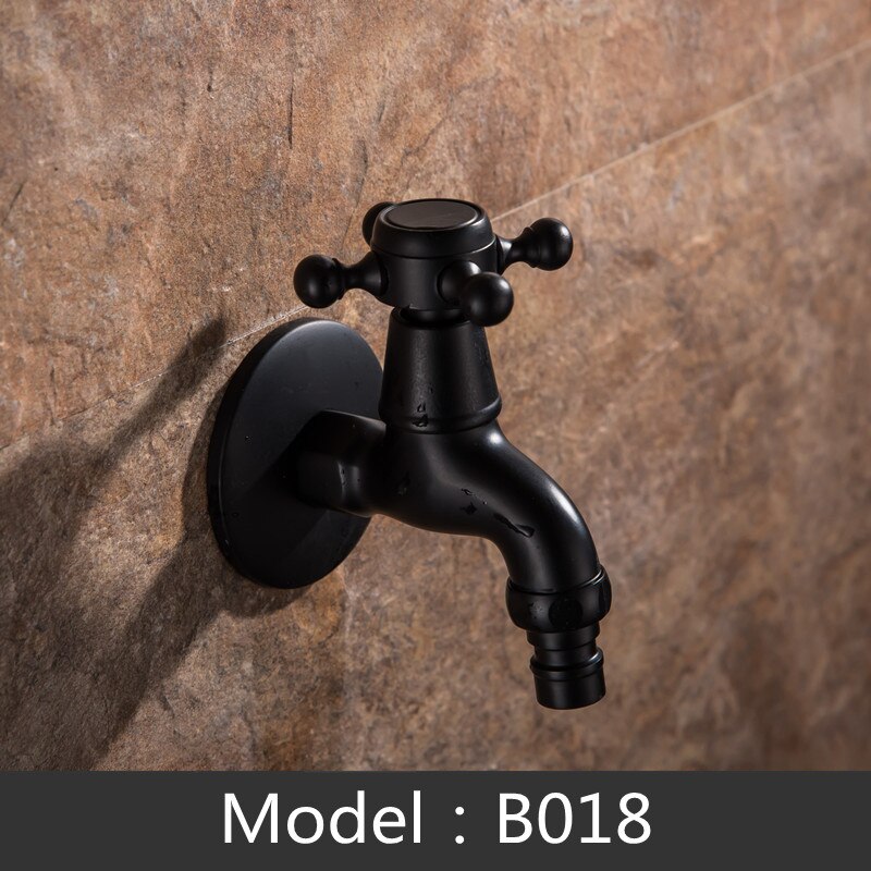 Robinet de lavabo de jardin en laiton sculpté au mur, peinture noire, robinets de vadrouille décoratifs de jardin extérieur: B018
