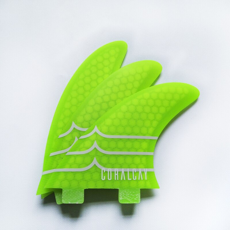 Aletas para tabla de Surf Coral-cay FCS, Tri Truster, amarillo, rojo, verde, fibra de vidrio, kitesurf, quillas FCS de windsurf: yellow AM1