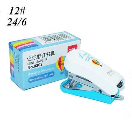 12#Mini remover lovely Stapler Set Cartoon Office School Supplies Staionery Paper Clip Binding Binder Book Sewer: blue