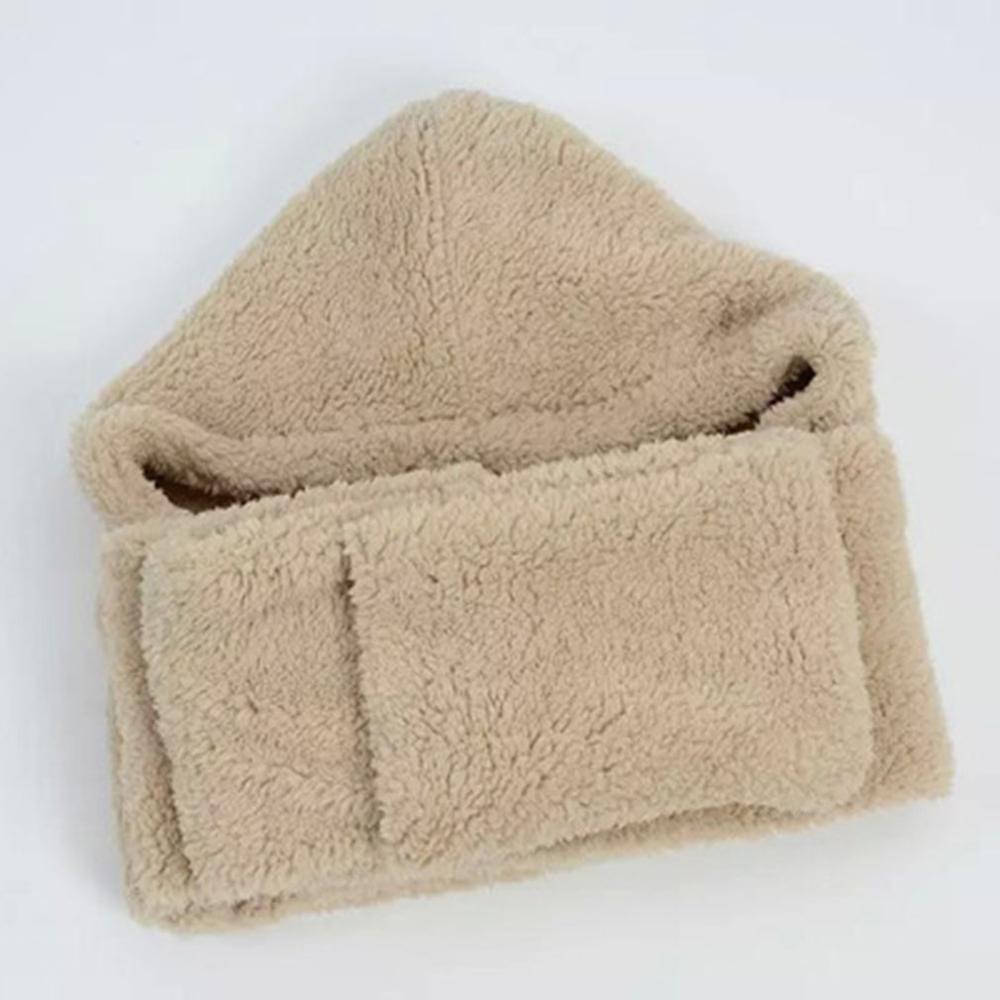 Gorro con capucha de piel sintética de pelo suave y cálida de Invierno para mujer de gran , bufandas, bufanda, guantes, un bonito para mujer y Niña: khaki