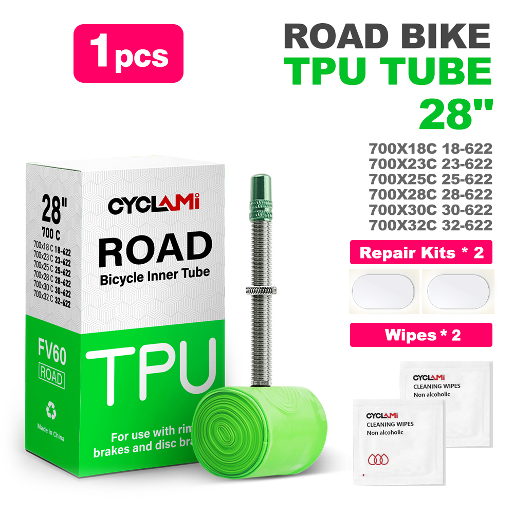 Ultralight Bike Inner Tube 700c 18 25 28 32 Road MTB Bicycle TPU Material Tire 60mm 80mm Length French Valve Super Light CYCLami: GRAY / 40mm