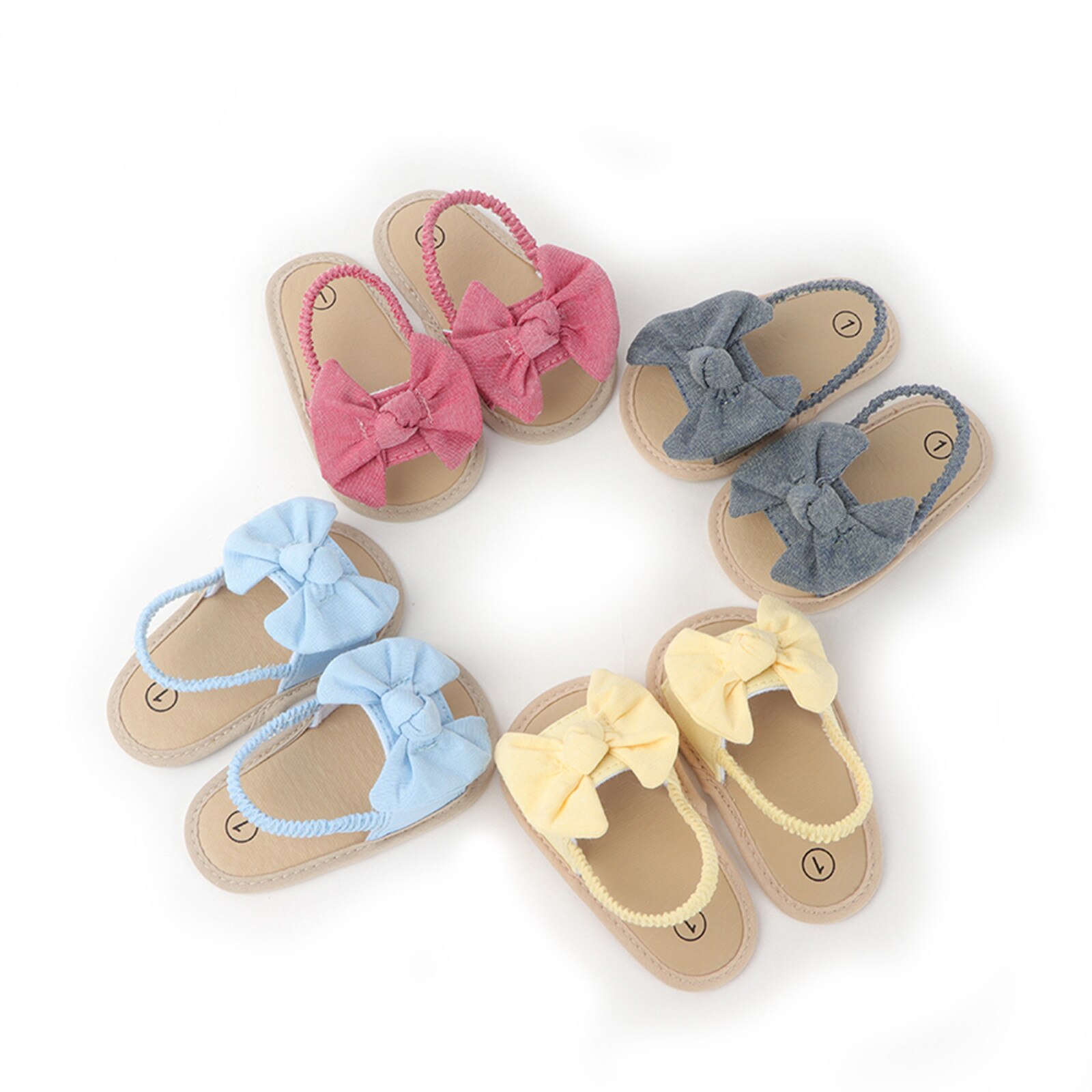 Baby Meisjes Boog Knoop Sandalen Leuke Zomer Zachte Zool Platte Prinses Schoenen Effen Boog Strand Schoenen Baby Non-slip Babyschoenen