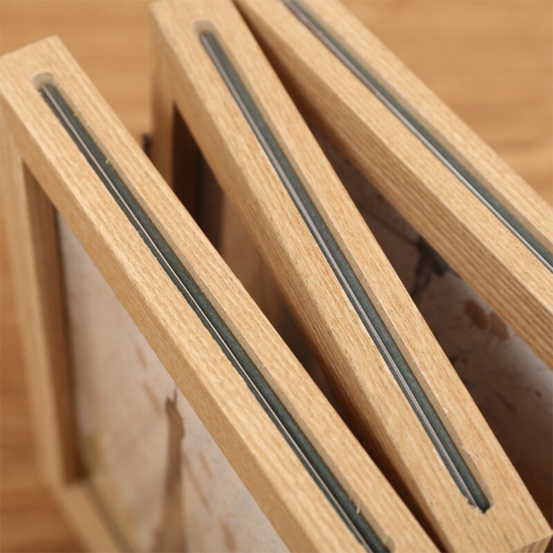 Retro double-sided triple-fold composite photo frame Hinged Picture Frame with Glass Front Made to Display Stands Verti