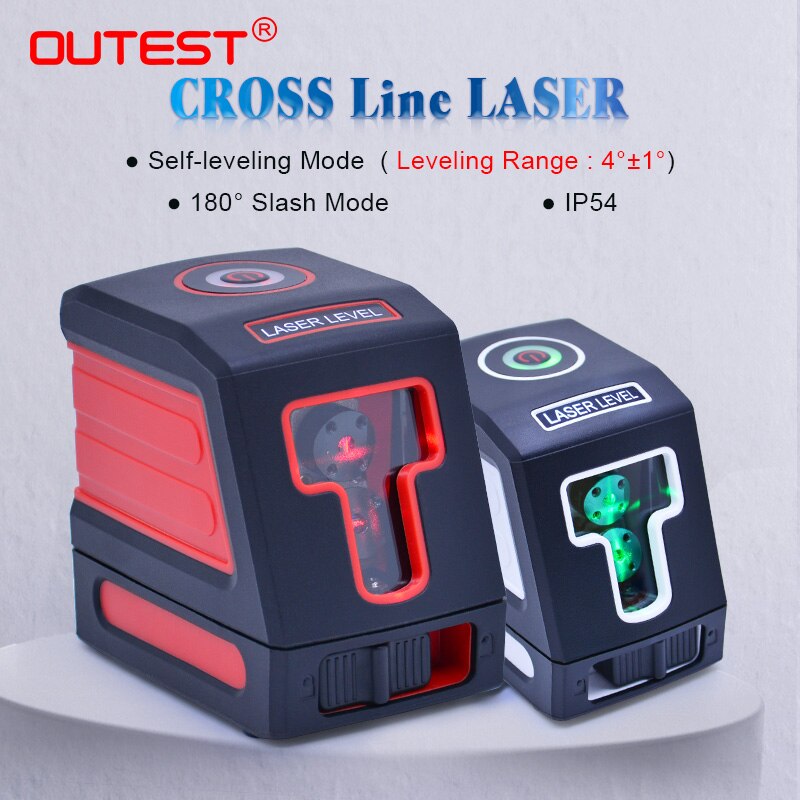 OUTEST Red/Green Light Level Marker Line Projector 2 Cross Line IP54 Lazer Nivel Diagnostic Tools Leveling construction tools