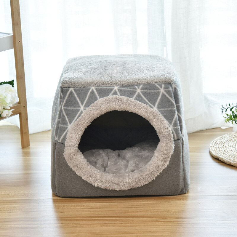 Djurkatt hundbo dubbel användning varm mjuk sovsäng husdjur halkfri ventilerande katthus hund liggunderlag filt hundkoja l/xl: Stil 1 grå / Xl