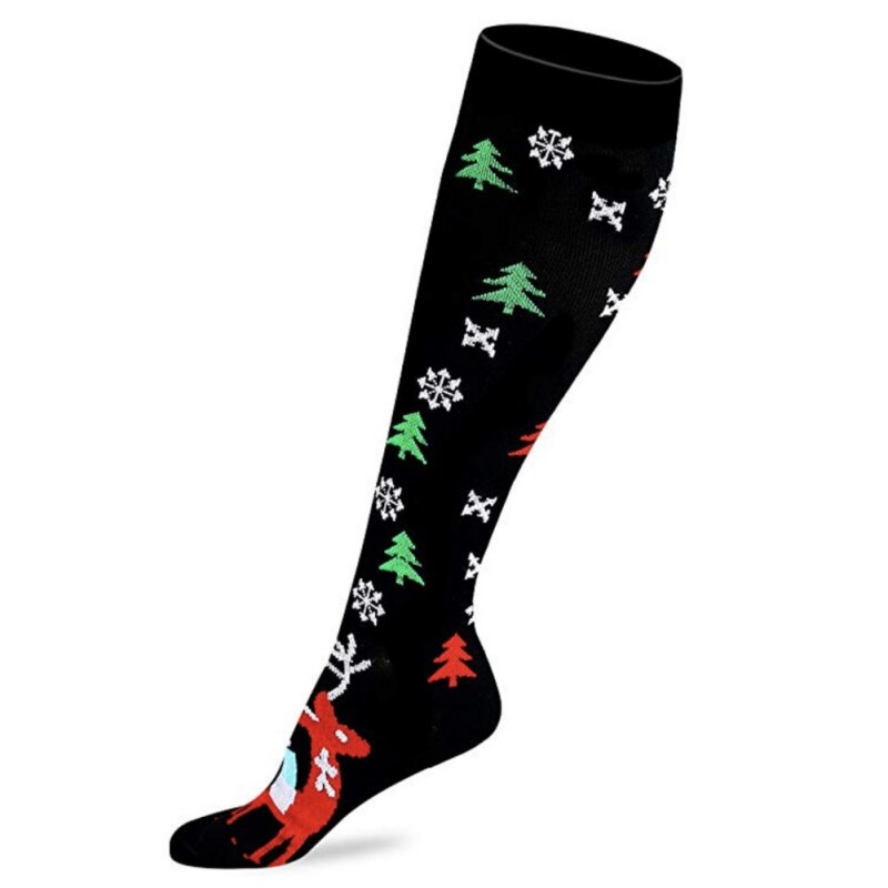 Unisex Kerst Kousen Casual Compressie Lange Sokken Stretch Outdoor Funny Elastische Kalf Stockings1.: D / S/m