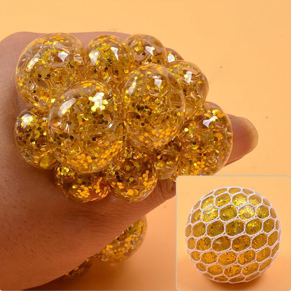 Stressavlastning presse drueballer avlaste trykkballer håndfidget leketøy regnbue nyskapende klemme ball mesh squishy baller