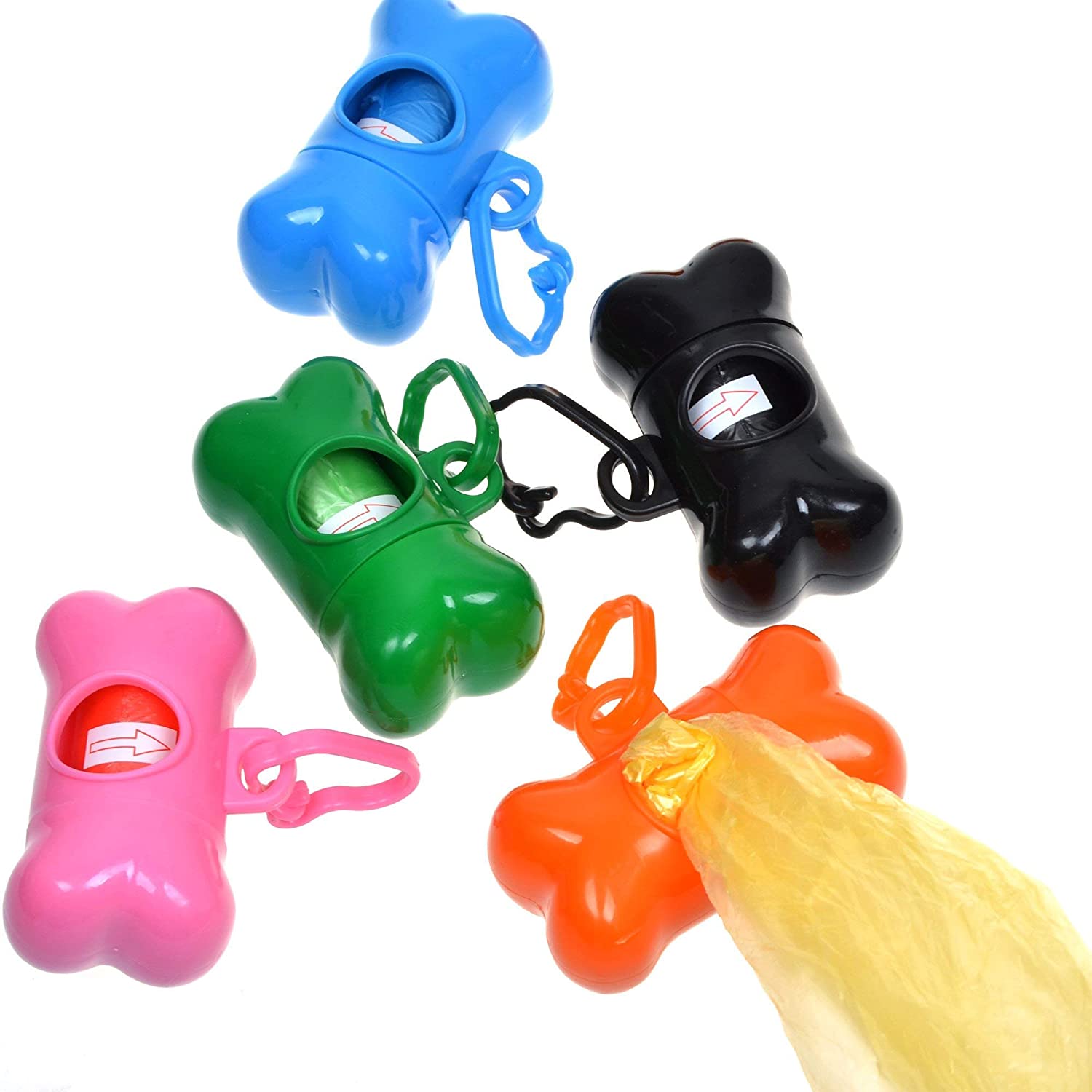 5 Pack Bone Shaped Pet Waste Disposal Dog Poop Bags Dispenser, RANDOM in color