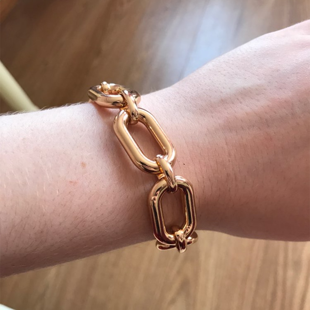 Brazalete de cadena grande de estilo grueso para mujeres y niñas, carcasa especial, accesorios para brazo articulado cuadrado redondo