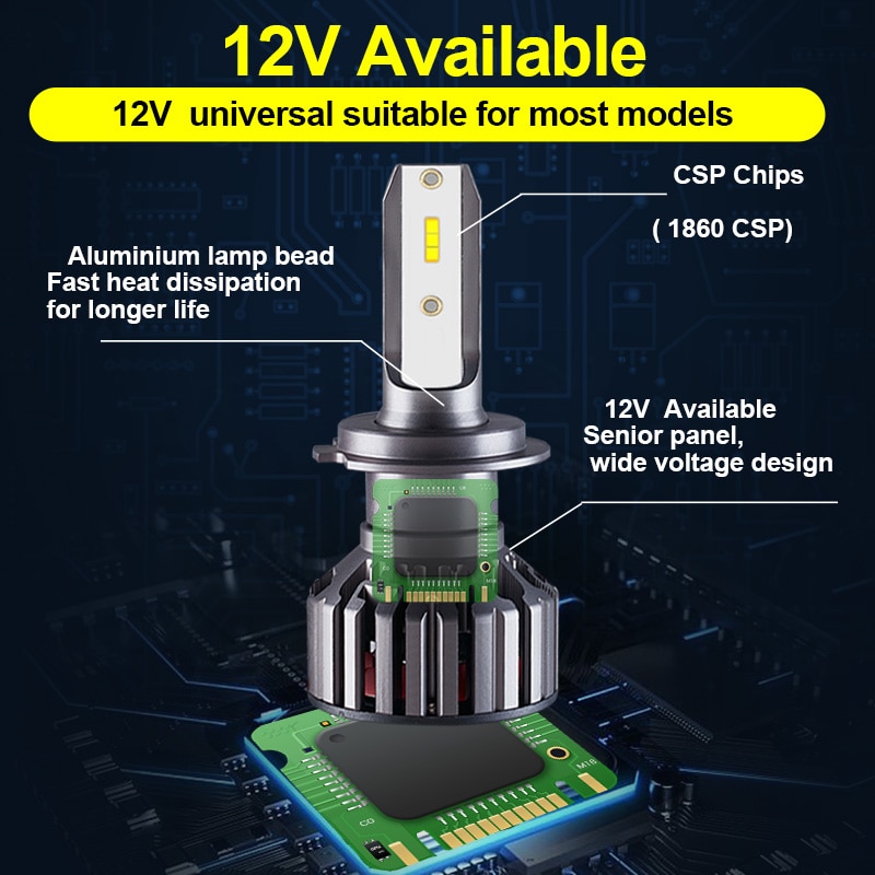 20000LM H7 H4 LED 4500K 6000K 8000K 3000K HB3 HB4 9005 9006 H3 H1 H8 H11H9 9012 Turbo Led faro de coche CHIP CSP bombillas de luz antiniebla