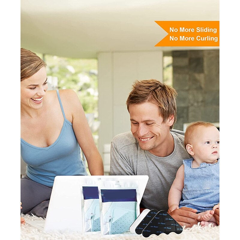 12 Pcs Carpet Grippers,Anti-Slip Rug Grippers,for Hardwood Floors and Tile Floors,Washable and Reusable Carpet Grippers