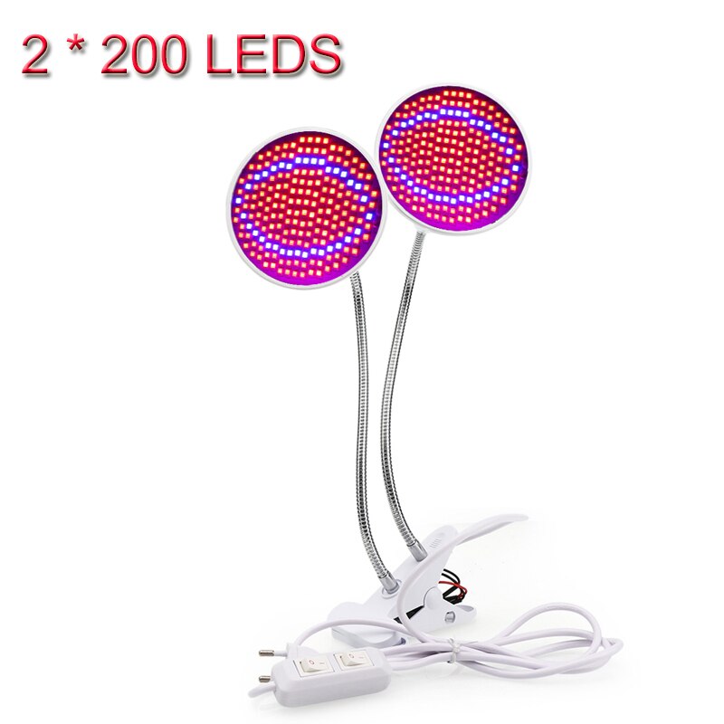 2Pcs Volledige Spectrum Led Lamp E27 Phytolamp Voor Plant 180 Graden Clip Kweeklampen Rood Blauw Lamp 1500LM Voor greenhouse Indoor Plant: 200 LEDs / EU