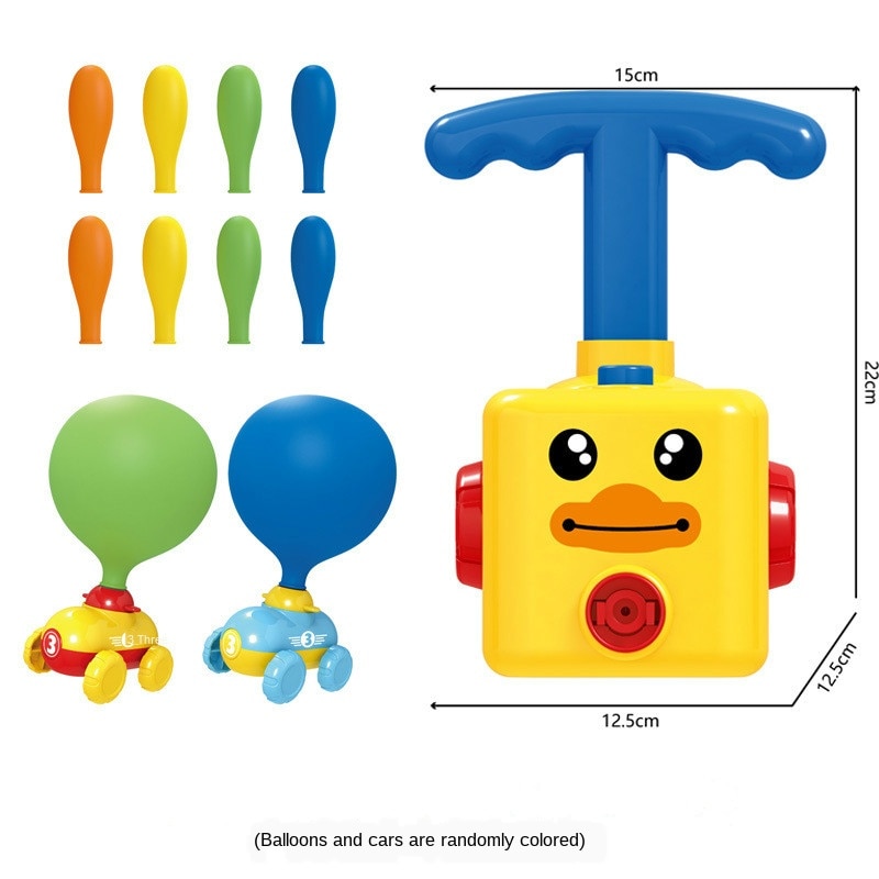 Scientific Experiments Educational Balloon Powered Launch Car Toy for Kids Physical Power Test Balloon Powered Toy Car: duck basic style