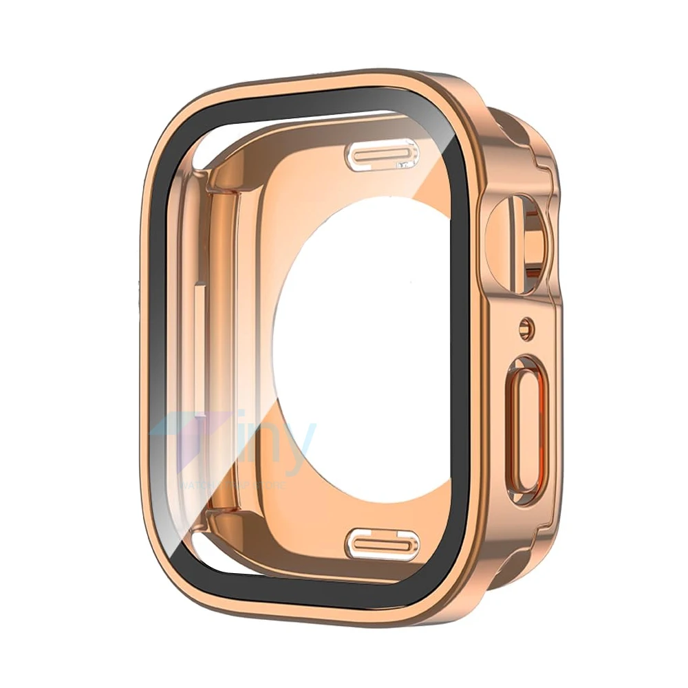 Waterproof Cover for Apple Watch Case 44mm 40mm 41mm 45mm Screen Protector Edge Bumper For IWatch Series 9 8 7 6 SE 5 4 Back 360: Rose Gold / 4 - 6.9 Inches