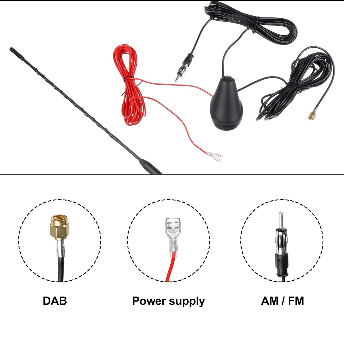 Universal Black Car Auto Roof Radio AM / FM +Active DAB Car Aerial Antenna Mast FM Signal For All Cars Car Styling