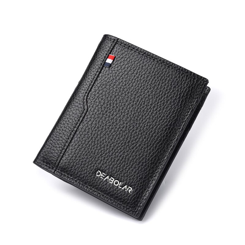 Men's Short Wallet Casual Card Bag Purse Multi-function Luxury Large-capacity Wallet Men's Purses Credit Card Holder: Black-02