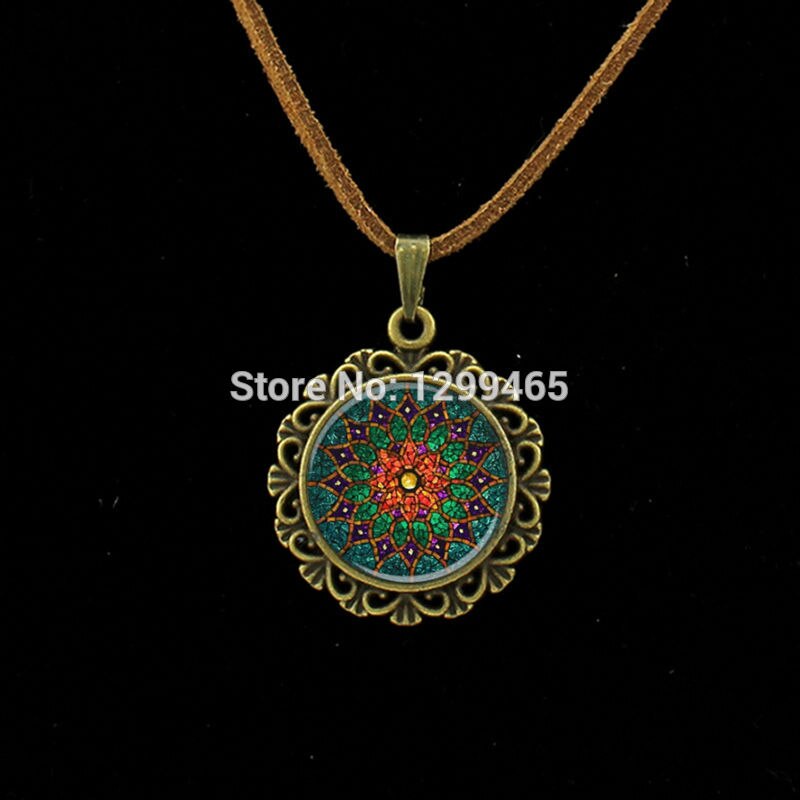 Retro Om Lederen Ketting Mandala Bloem Hanger India Choker Verklaring Kettingen Chakra Zen Yoga Vriendschap Sieraden L 214