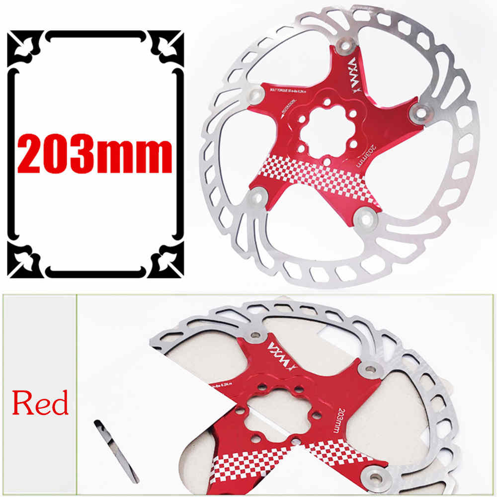 VXM Bicycle Floating brake disc float/ultralight MTB bike brake pads six hole disc rotors 140/160/180/203mm Bicycle parts: 203mm Red