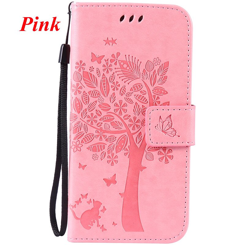 For Huawei P7 Case PU Leather Wallet Flip Stand Cover 3D Tree For Huawei P7 P7-L00 P7-L05 P7-L10 P7-L11 Phone Cases Fundas: Pink
