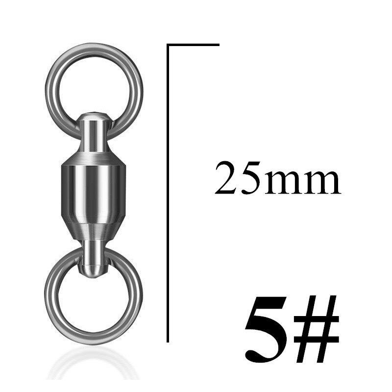 10pcs Fishing Swivel Heavy Duty Ball Bearing Connector Rolling Stainless Steel Solid Ring Hook Connector Fish Tacke Accessories: 10Pcs Size  5