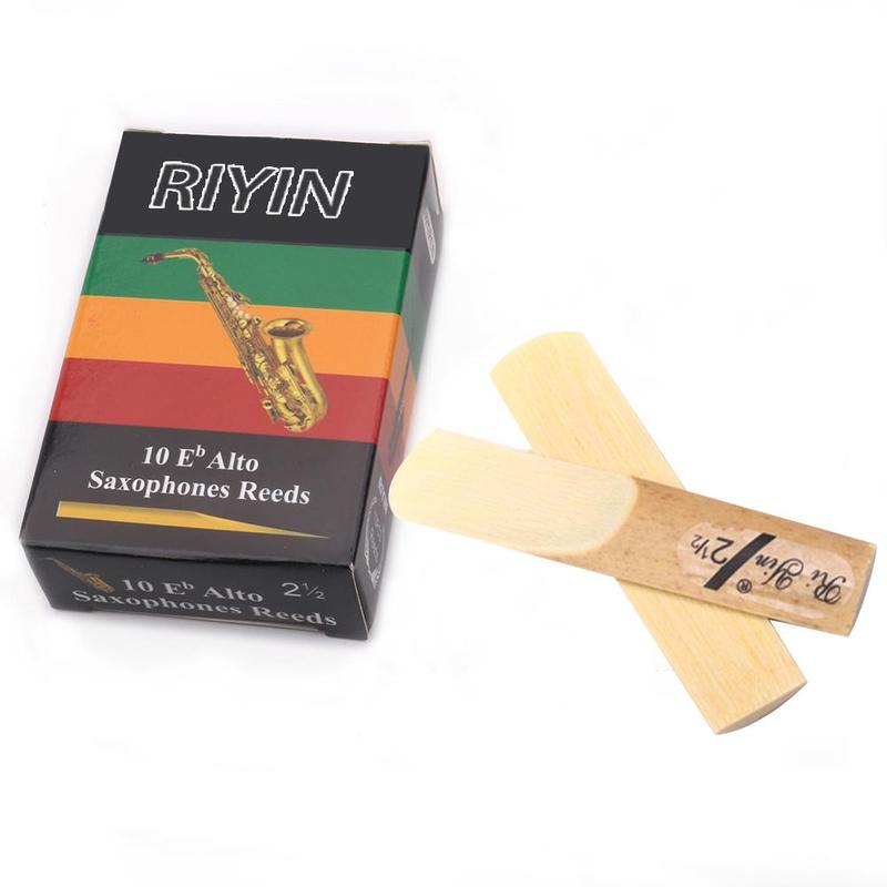 10Pcs Saxophone Reed Alto Saxophone Reed Strength 2.5 No. Natural Reed Acoustic Guitar Music Instrument Parts Accessory