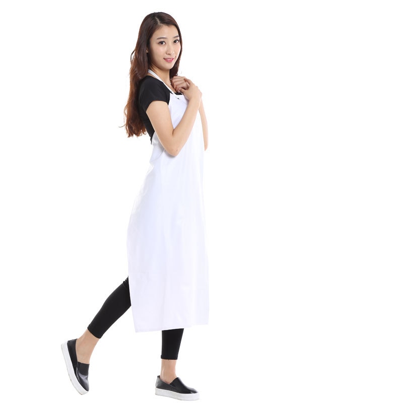 Delantal impermeable para cocina, largo, resistente al aceite, para la cintura, babero impermeable, para mesa de arroz, color blanco