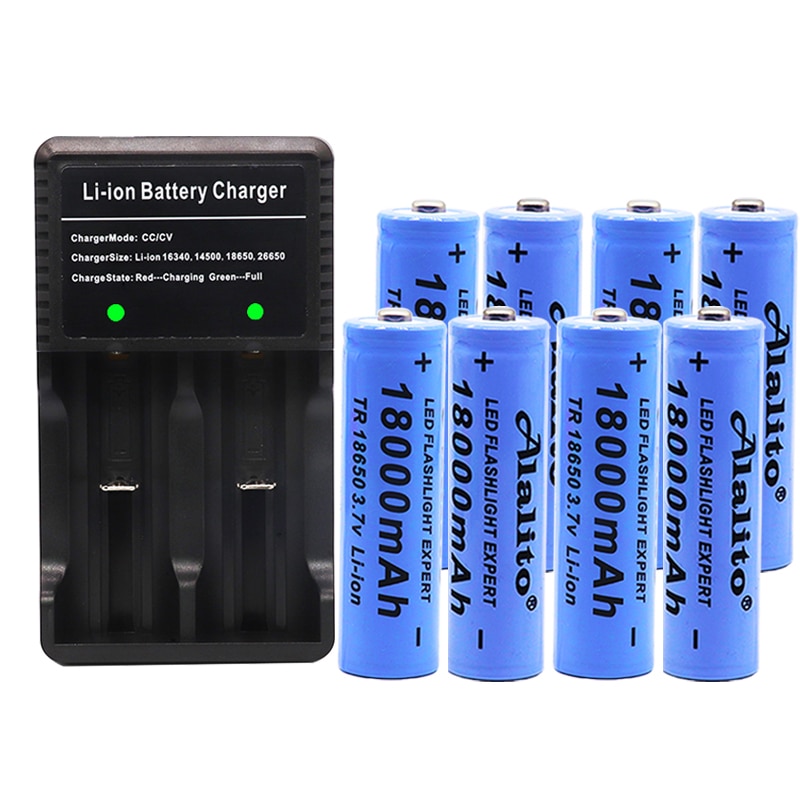 100% Original 3.7v 18000mah 18650 Lithium Rechargeable Battery For battery pack power tool Flashlight batteries+charger