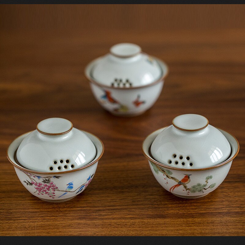 Ru ovn fugl gardon gaiwan retro tremanns pastrulje keramisk tebolle terrin tilbehør hjemmeinnredning