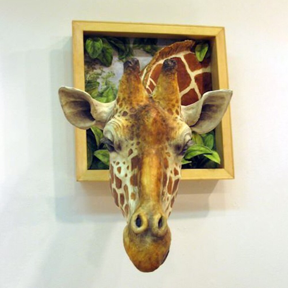 Wall Mounted Animal Head Giraffe Sculpture Wall Bust Latex Foam Wall Hanging Decor for Kids Room Living Room Bar Home Decoration: Default Title