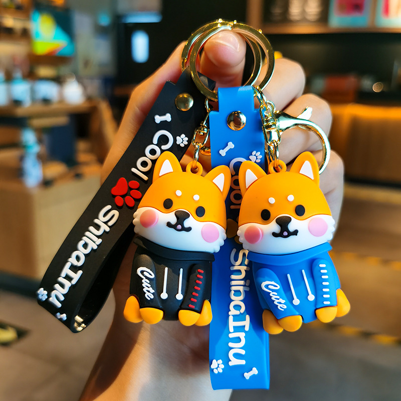 Cartoon Shiba Inu Schattige Boudoir Persoonlijkheid Sleutel Ringketting Tas Kleine Hanger Accessoires Sleutelhanger Paar Decoratie
