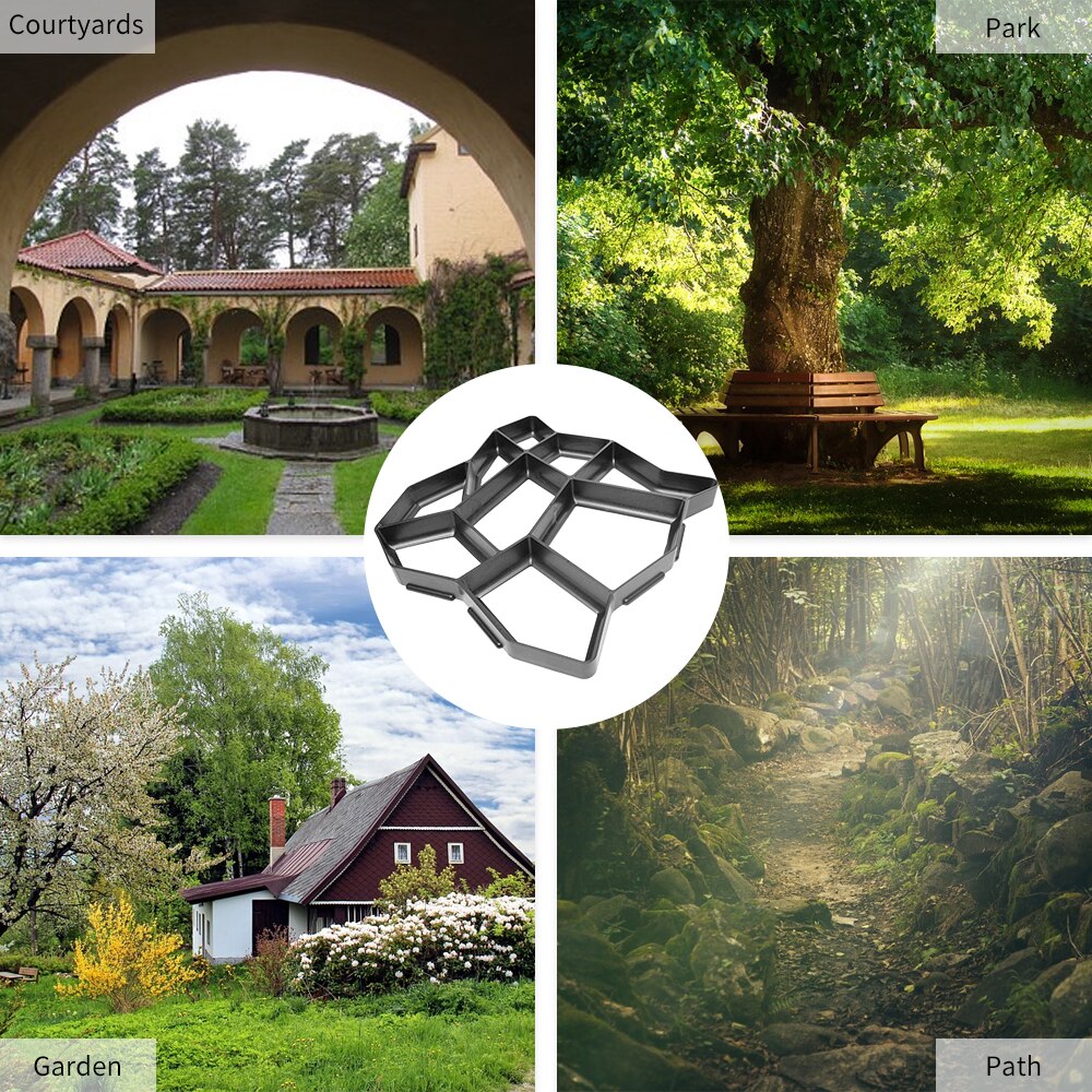 Garden Pavement Mold Paving Mould DIY Home Garden Floor Road PP Resin Concrete Stepping Driveway Stone Path Mold Patio Maker