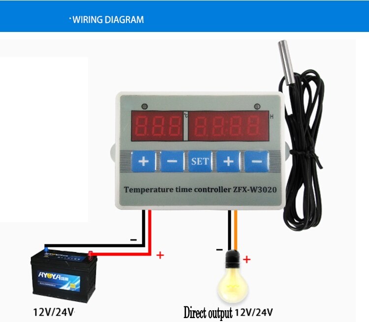 220v 12v 24v Timing timer and temperature controller Thermostat Regulator control Time Switch WIth Sensor: DC 24V