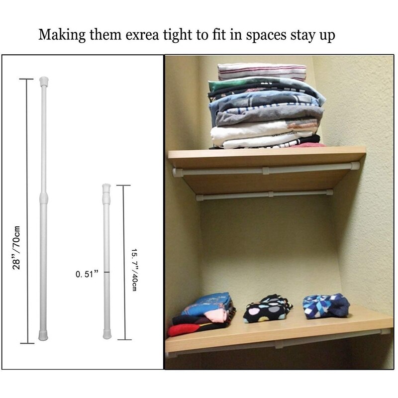 6 Pack Tension Rods, Adjustable Spring Cupboard Bars Rod &amp; 3PCS Tension Rod Black Spring Curtain Rods 27.5 to 47 Inch