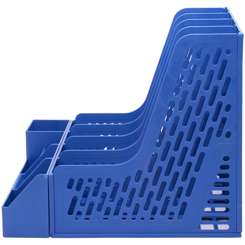 Deli Shelf Four-link Document Column Data Shelf with Pen Tube Office Receiving Box Basket Paper Book Desk Organizer File Tray