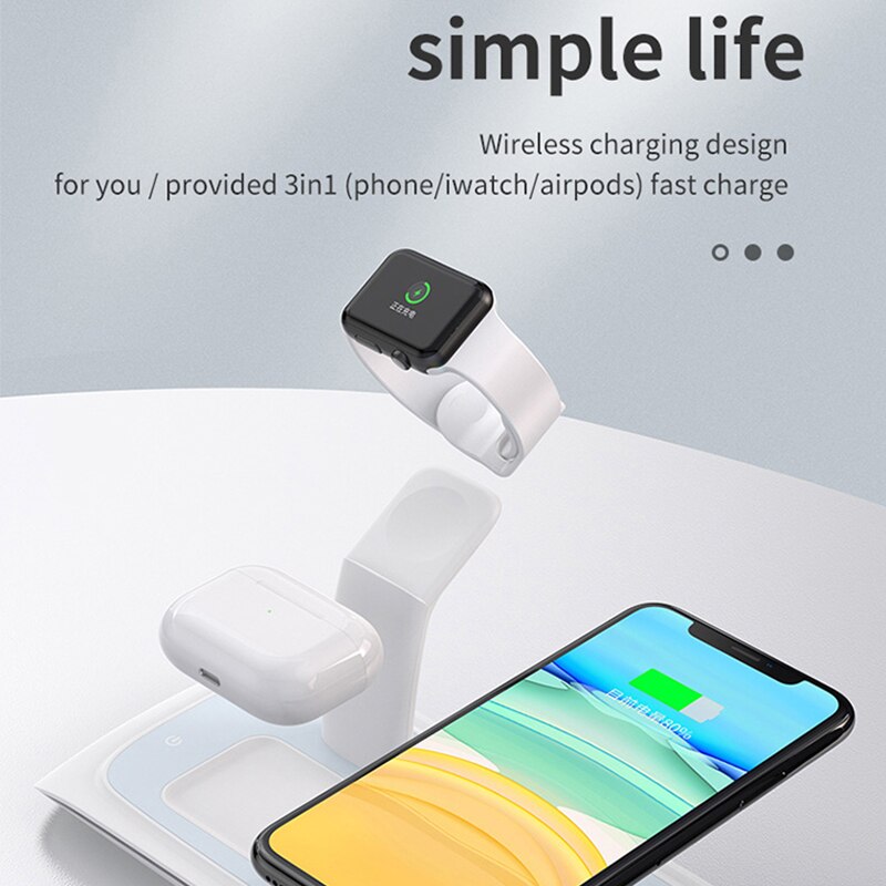 15W Snelle Qi Draadloze Lading Universele 3 In 1 Draadloze Oplader Voor Iphone 11 Xs Iwatch Airpods Pro Telefoon stand Laadstation