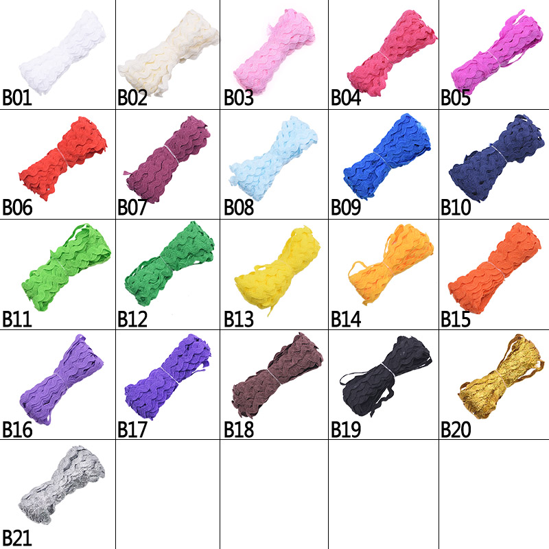 5mm S Shape Grosgrain Ribbon Curve Wavy Lace Trim Ribbon for Costume Hat Curtain Pillow Decoration Handmade DIY Sewing Crafts